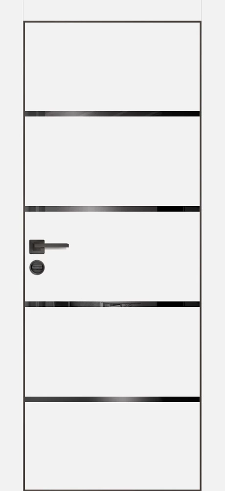 Фото Межкомнатная дверь PX-17 черная кромка с 4-х ст. Белый матовый