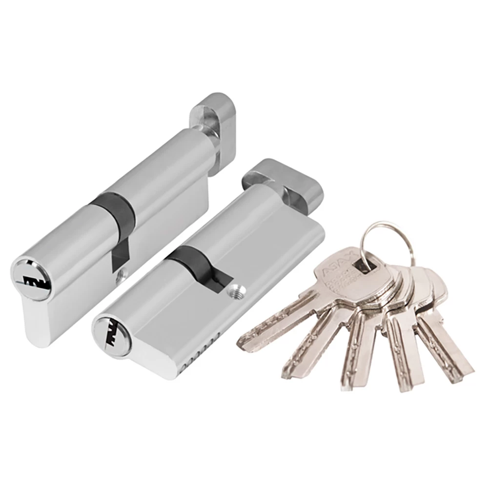 Фото Цилиндровый механизм (AX202/80) AX2002Knob80 (35+10+35) CP хром с вертушкой