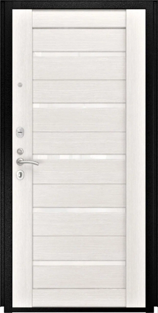 Входная дверь ДвериПРО L-45 СБ-1 (лак. белое, 16мм, беленый дуб) DPRO196017 внутренняя сторона