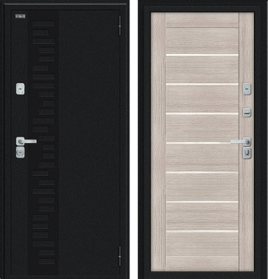 Дверь Браво Thermo Техно Д2/BChrome Букле черное/Cappuccino Melinga